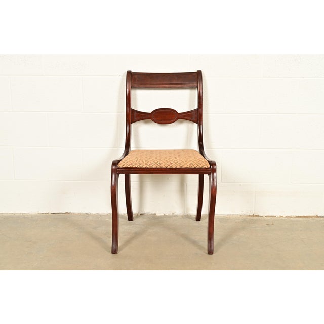 English Kindel Furniture Style Regency Carved Mahogany Side Chair or Dining Chair, Circa 1940s For Sale - Image 3 of 12