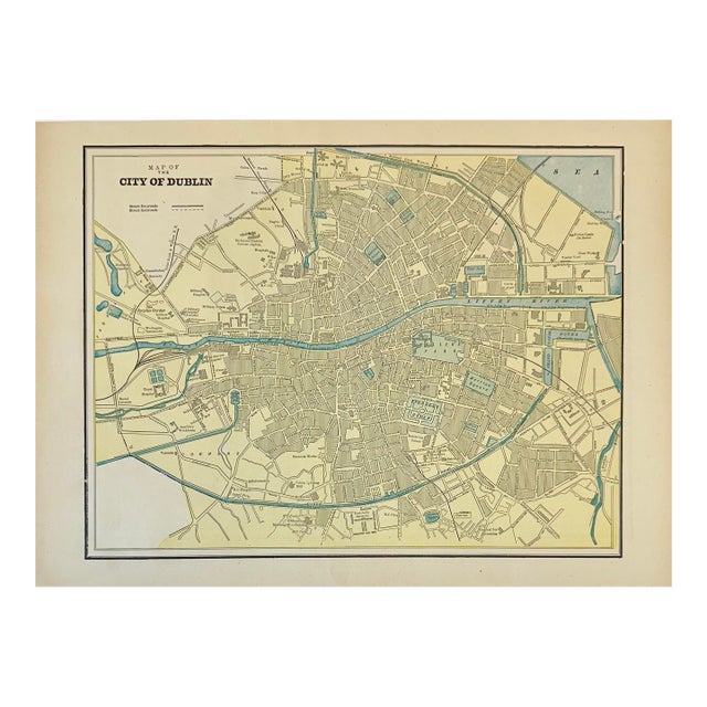Dublin, Ireland, Original Map by Cram, 1889 For Sale