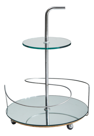 Bottle Holder Trolley with Mirror and Glass Shelves, 1990s