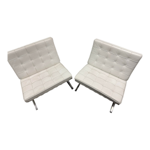 Knoll Barcelona Chairs in White Leather and Chrome