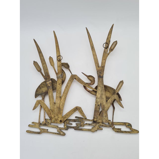 Brass Wall Decoration Herons in the Reeds, West Germany, 1970s For Sale - Image 3 of 8