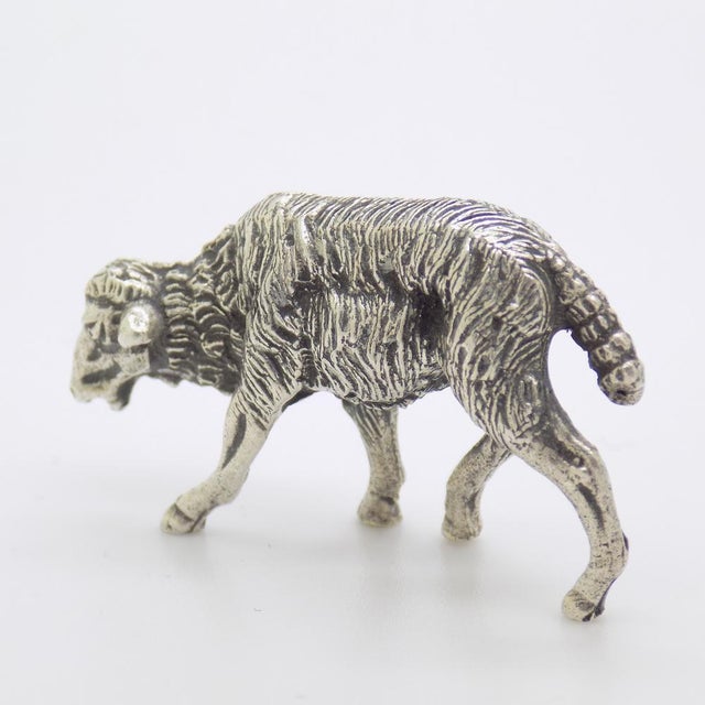 Vintage Italian Genuine Silver Sheep Detailed Figurine, 1970s For Sale - Image 6 of 11