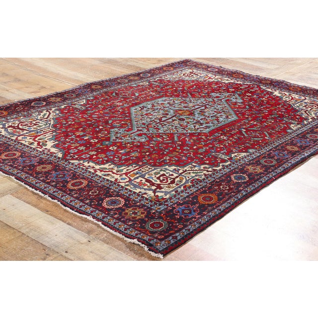 Textile Vintage Persian Farahan Rug - 04'06 X 06'07 For Sale - Image 7 of 9