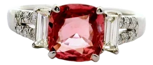 1.59 Carat Padparadscha Sapphire Diamond Platinum Ring, Grs Certified