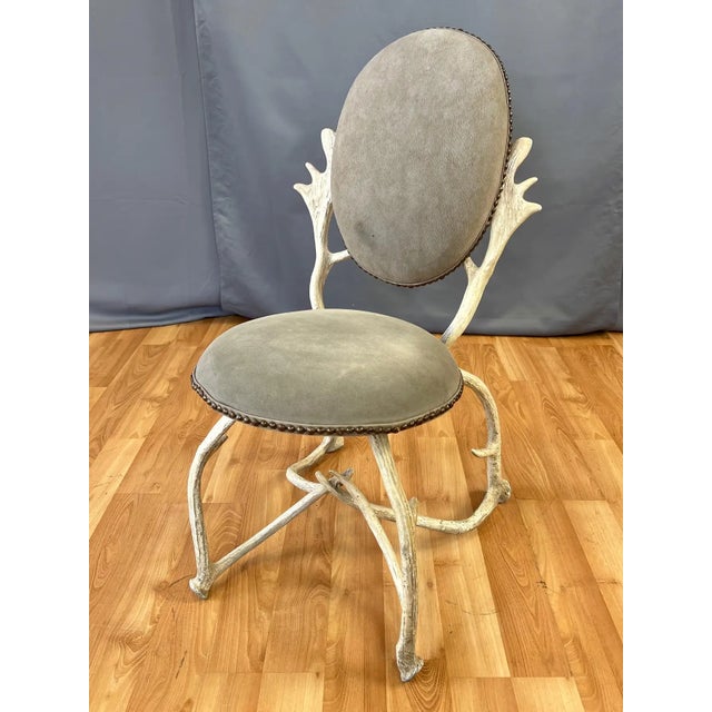 Metal Set of 4 Vintage Arthur Court Faux-Antler Dining Chairs – Cast Aluminum For Sale - Image 7 of 9