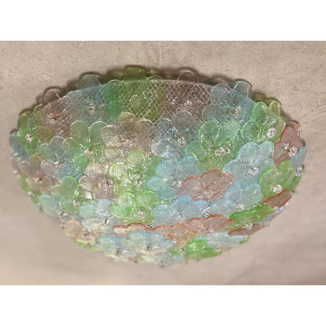 Contemporary Venetian Flowers Flush Mount in Murano Glass by Simoeng For Sale - Image 3 of 8