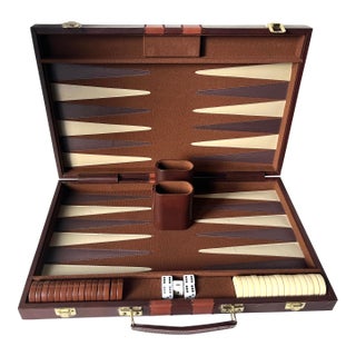 Vintage Large 23" Backgammon Set-Bakelite Markers For Sale