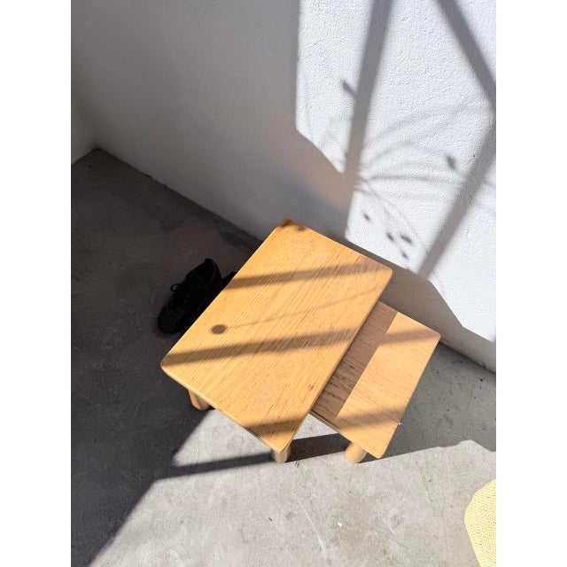 Small Nesting Tables in Light Oak, 1950s, Set of 2 For Sale - Image 14 of 18