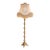 Ornate French-Style Floor Lamp – Gilded Gold Leaf Stand With Embroidered Ivory Shade & Fringe Trim For Sale