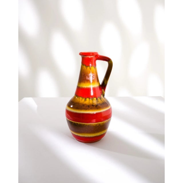Ceramic 1960s Mid-Century Modern W. Germany Ceramic Jar Red & Gold For Sale - Image 7 of 10