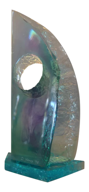 Modern Abstract Blue Shades Acrylic Sculpture by Young 1998