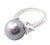 2000 - 2009 Mikimoto Platinum .5ctw Diamond 12mm Tahitian South Sea Pearl Heart Ring, size 5.5 For Sale - Image 5 of 11