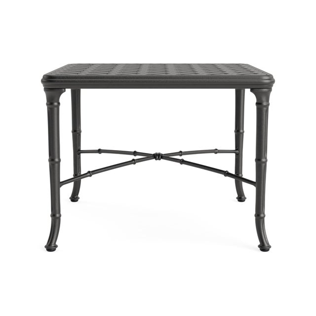 Contemporary Brown Jordan Calcutta 26" Square Cast Top Corner Table, Textured Pewter frame For Sale - Image 3 of 11