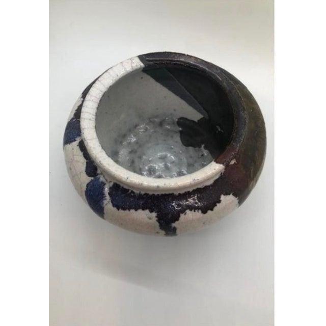 1990s Vintage Studio Pottery Glazed Planter Pot Bowl 3.5” H X 4”—Signed Abstract Art For Sale - Image 5 of 12