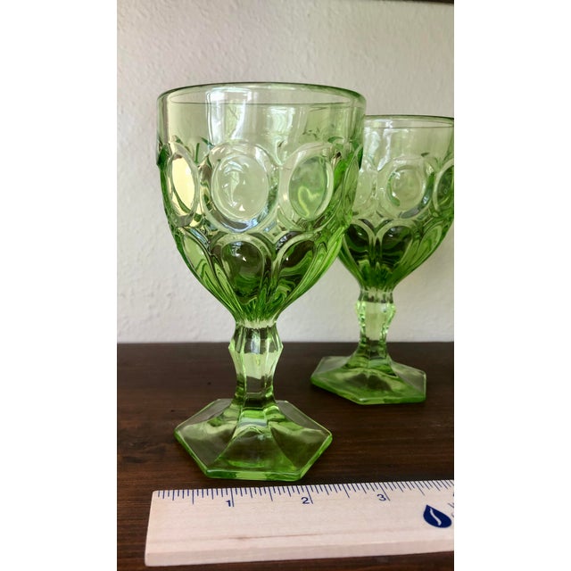 Sophisticated Mid-Century Modern Fostoria Moonstone Green Wine Goblets – Set of 4 Please read the description. Elevate...