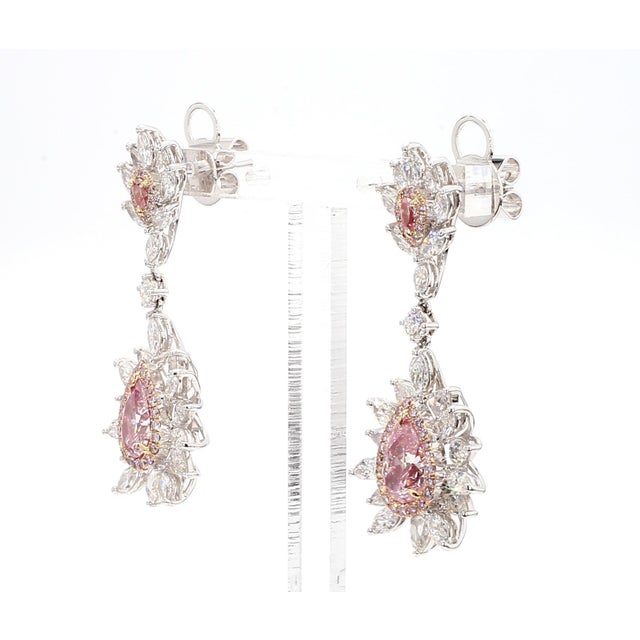 5.7 Carat Fancy Pinkish Brown Diamond Earrings in 18k Gold - 2 Pieces For Sale - Image 10 of 17