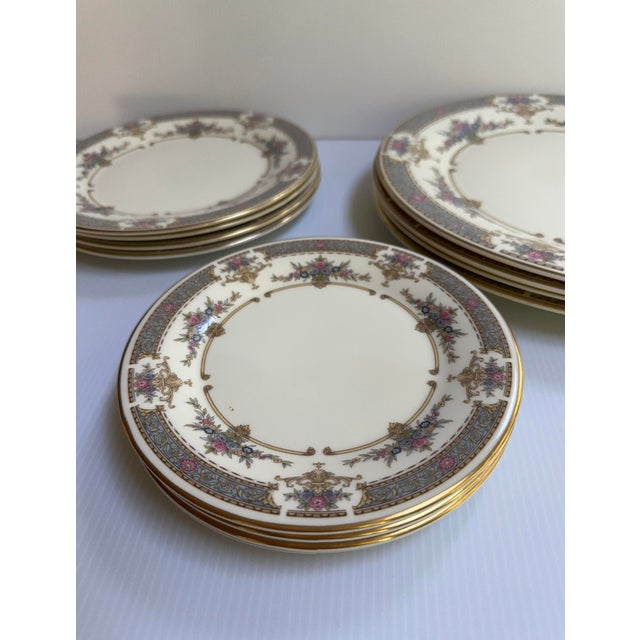 Victorian 1980s Minton England "Persian Rose" 4 Dinner Plates and 4 Salad Plates and 4 Bread & Butter Plates - 12 pcs For Sale - Image 3 of 18
