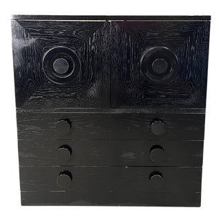 Brutalist Black Bar Cabinet, 1970s For Sale