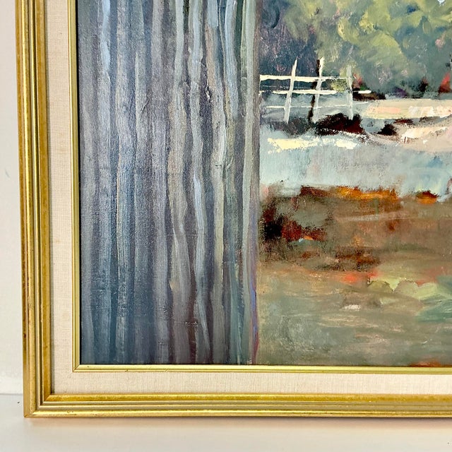 Wood 1960s Vintage Southwestern Impressionist Landscape Original Oil Painting ‘North Taos’ by Patsy Smith For Sale - Image 7 of 16