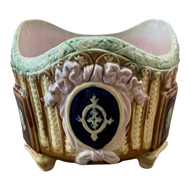 Late 19th Century Majolica Footed Planter For Sale