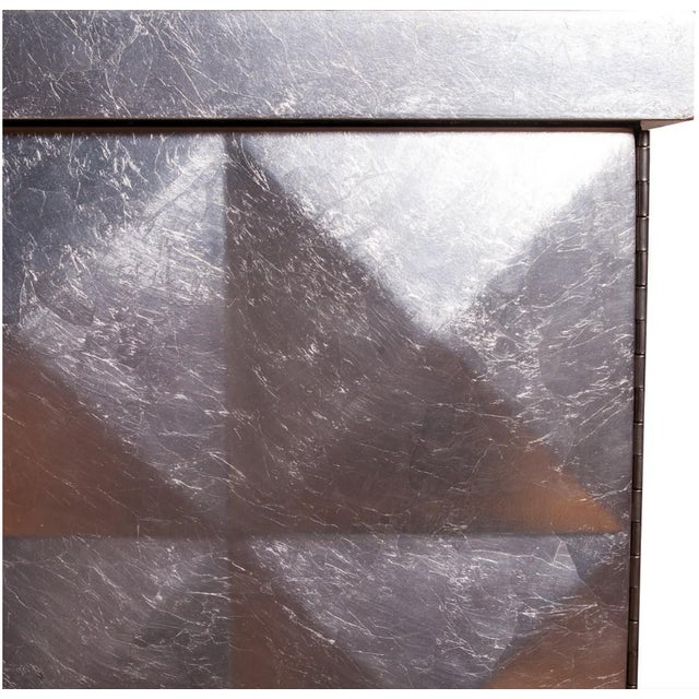 Contemporary Barbara Barry for Baker Furniture Silver Leaf "Diamond Cabinet" For Sale - Image 3 of 5
