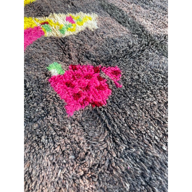 Modern Black Moroccan Wool Rug For Sale - Image 6 of 8
