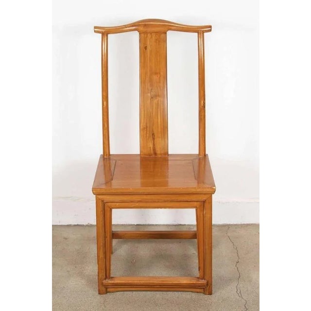 Wood Pair of High Back Chinese Chairs Ming Style For Sale - Image 7 of 12