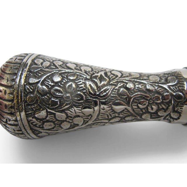 Silver Victorian Floral Chased Silver Plate Cigar Smugglers Walking Stick Cane For Sale - Image 8 of 10
