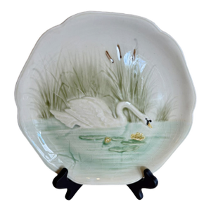 19th Century Majolica Choisy Le Roi French Swan Plate