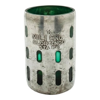 Vintage Wine Chiller From 1930s Argentine Seltzer Bottle, Metal Vase, Unique Barware Gift For Sale