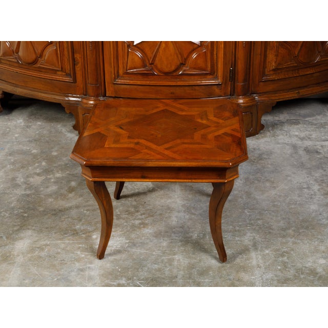 Midcentury Walnut Coffee Table with Star Inlay and Curving Legs For Sale - Image 10 of 10