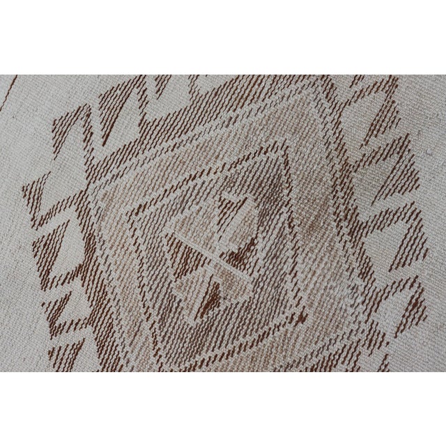 Vintage Turkish Tulu Runner With Ivory Field and Soft Brown Diamond Motifs For Sale - Image 11 of 11