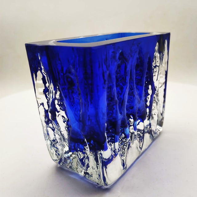 Rectangular Ashtray or Catch-Allin Murano Glass by Mandruzzato. Entirely Handmade. Two Stunning Submerged colors: Deep...