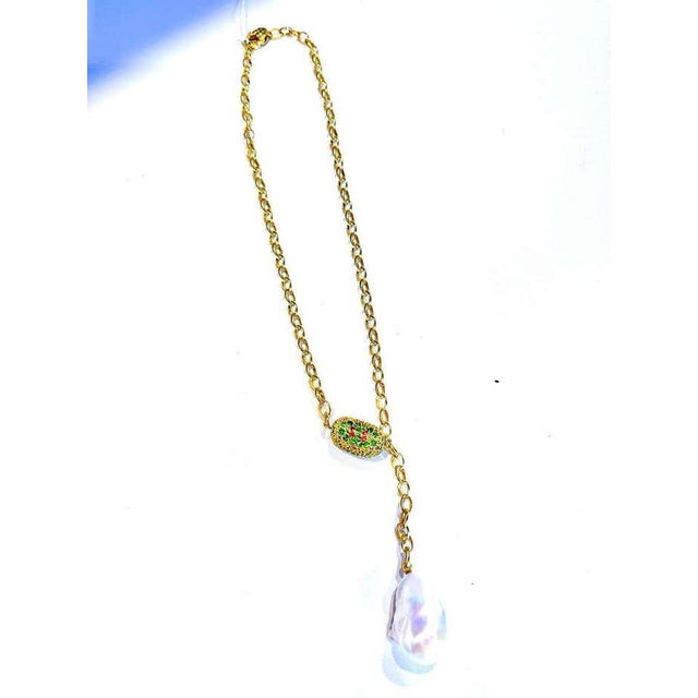 Green Bochic “Capri” Vintage Pearl, Ruby & Multi Gem Necklace Set In 18K & Silver For Sale - Image 8 of 9