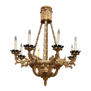 Paul Ferrante 18c Style Medici Italian Giltwood Chandelier