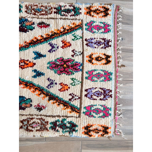 Beige Vintage Moroccan Azilal Berber Boucherouite Rug For Sale - Image 8 of 16