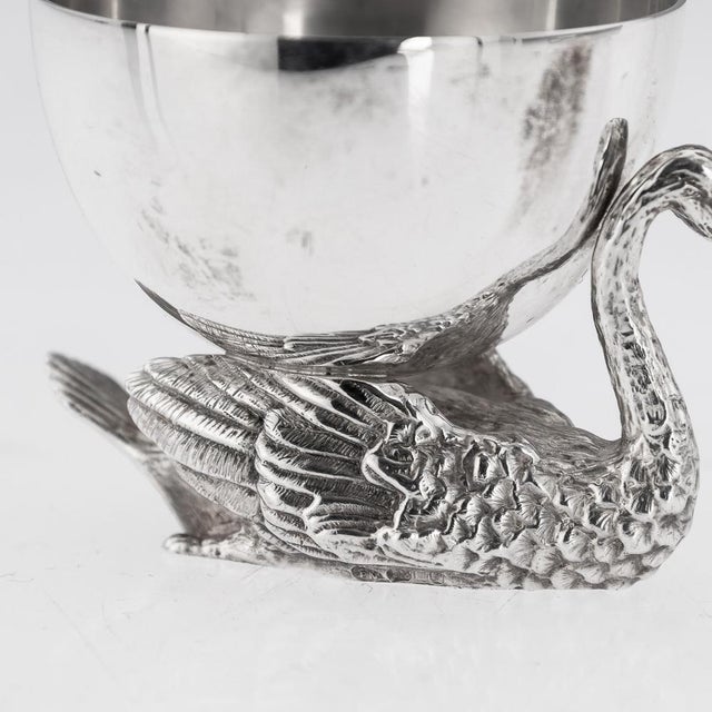 20th Century Silver Swan Shaped Salt & Spoon, London, 1992, Set of 2 For Sale - Image 9 of 15