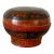 Antique Round Chinese Box With Highly Decorated Phoenix in Red For Sale