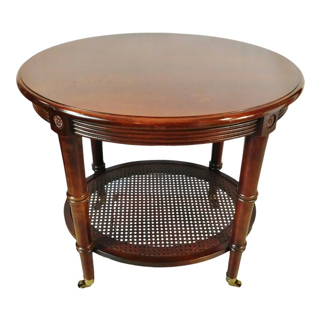Ethan Allen Old World Treasures Solid Mahogany Wood Caned Two Tier Oval