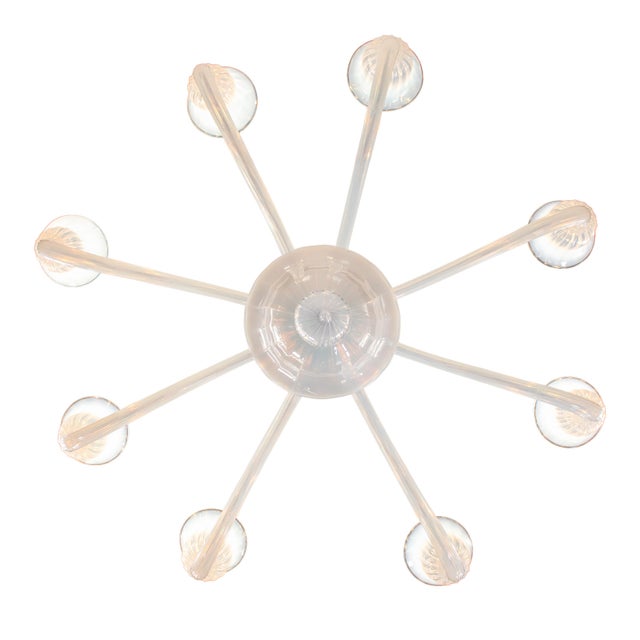 Glass Large Vintage Eight Arm Opaline Murano Glass Chandelier in the Manner of Barovier & Toso For Sale - Image 7 of 18