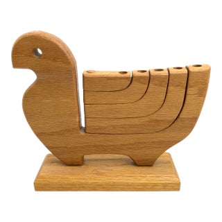 1970s Hand-Made Oak Peacock Candelabra For Sale