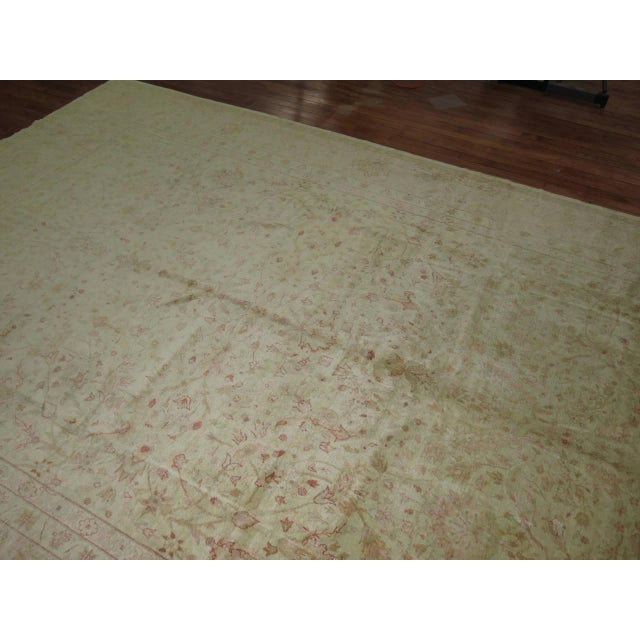 Antique Zabihi Collection Turkish Borlou Floral Ivory Pink Rug For Sale - Image 4 of 6