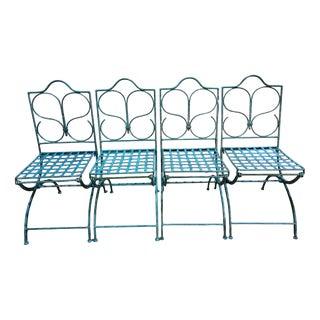 Metal Garden Chairs, Set of 4 For Sale