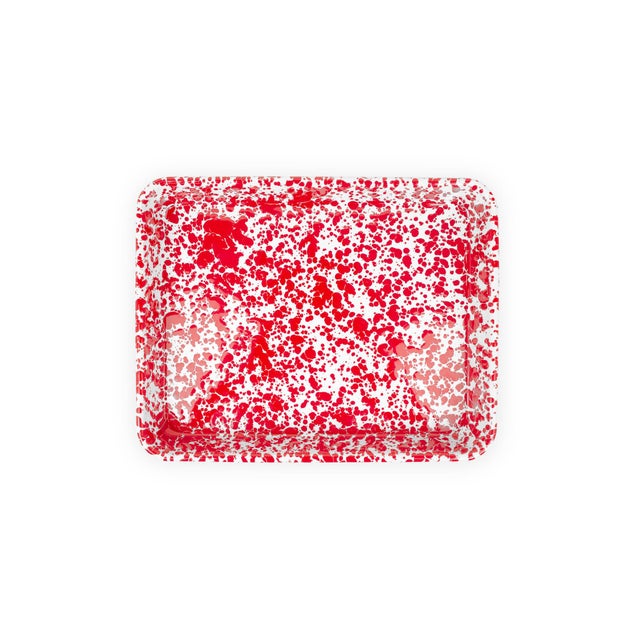 Crow Canyon Home Splatterware, Small Rectangle Tray in Red & White For Sale - Image 4 of 4