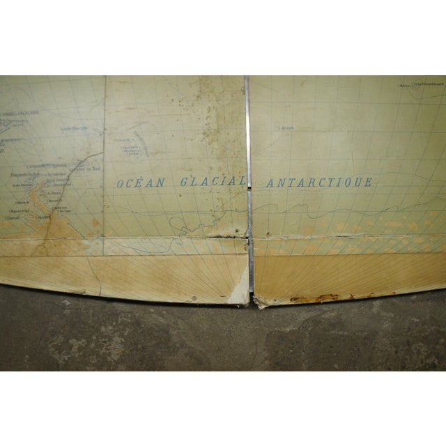 20th Century Large Vintage Oval Wall Map of the World Globe Conference Table For Sale - Image 11 of 12