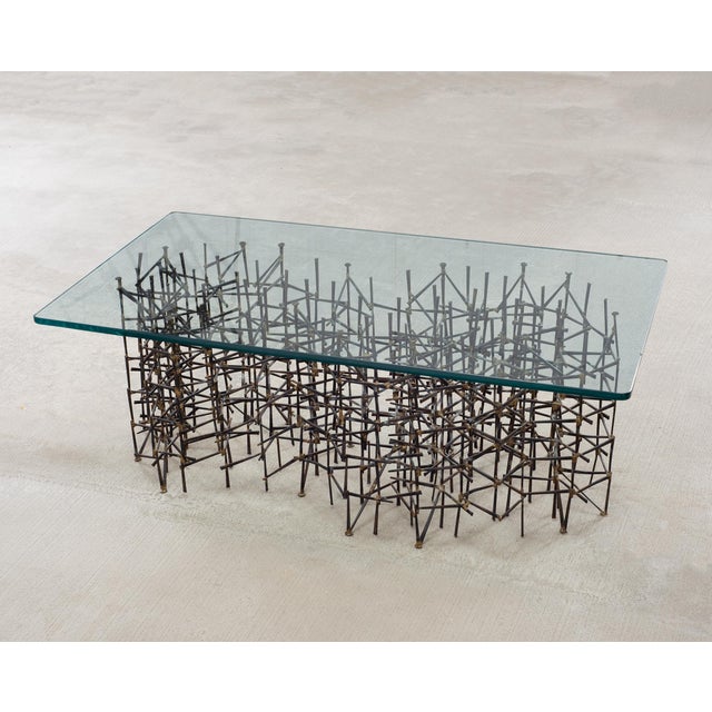 Marc Weinstein Marc Weinstein Attributed Brutalist Welded Nails Cocktail Table For Sale - Image 4 of 18