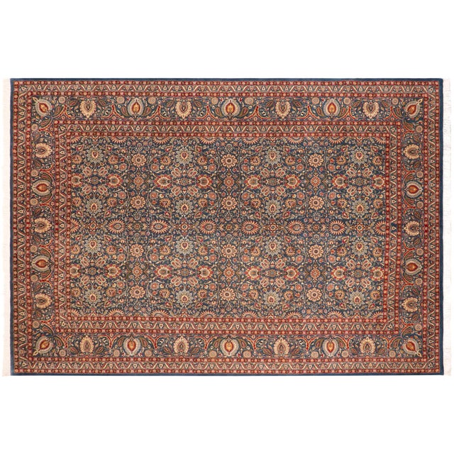 Gray Art Nouveau Pak-Persian Blue/Red Wool Rug - 10'0'' X 13'10'' For Sale - Image 8 of 8