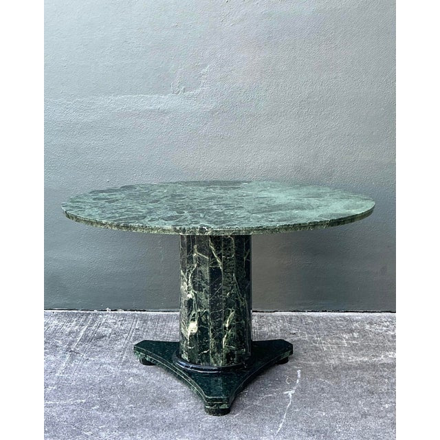 Vintage Green Marble Pedestal Table For Sale In West Palm - Image 6 of 12
