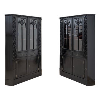 Art Nouveau Corner Cabinets attributed to Hans Bolek for August Ungethum, Vienna, 1913, Set of 2 For Sale