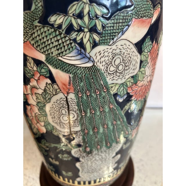 Chinoiserie 1950s Monumental Chinoiserie Famille Noir Style Pair of Table Lamps by Frederick Cooper - a Pair For Sale - Image 3 of 18